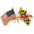 Maryland and USA Crossed Flag Pin Front