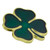 Green Four Leaf Clover Gold Pin Side