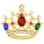 Crown Pin with Colored Stones