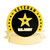 This is a straight on view on the front side Officially Licensed Engravable U.S. Army Veteran Pin. The pin is gold plated and includes a curved blank banner at the bottom as a space for engraving. The pin is black with the Army star logo in yellow and U.S. Army in the center and a thick yellow border with the words Veteran and 10 stars in it.