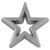Silver Star Pin shape with a 3D cut out in the center. Open design, clutch back, modern design - front view