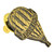 hot air balloon shaped lapel pin, banner around balloon with text Above & Beyond. Antique bronze color - Side view
