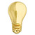 Light bulb shaped lapel pin, gold plated, all gold color, no text on pin - Front view