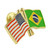 USA and Brazil Flag Pin Side