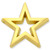 Gold Star Pin shape with a 3D cut out in the center. Open design, clutch back, modern design - Front view