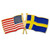 USA and Sweden Flag Pin Front