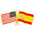 USA and Spain Flag Pin Front