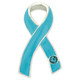 Light Blue Ribbon with Stone Pin Front