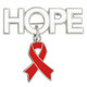 Hope Pin with Red Ribbon Charm Front