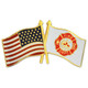 Fire Department and American Cross Flags Front