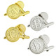 A, B, C, D Letter Cufflinks in gold and nickel front and back view