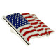 Silver Waving American flag pin on an angle to view the dimension.