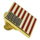 Gold Rectangle American flag pins at an angle to view the dimension.
