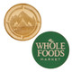 Custom Wooden Tokens displayed in both engraved wood, mountains and color printed wood, Whole Foods samples