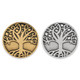 Tree of Life Pin in antique gold and antique nickel front view