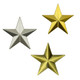 3D Star Pin in Gold, Silver, and Bronze Front View