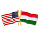 USA and Hungary Flag Pin Front