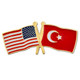 USA and Turkey Flag Pin Front
