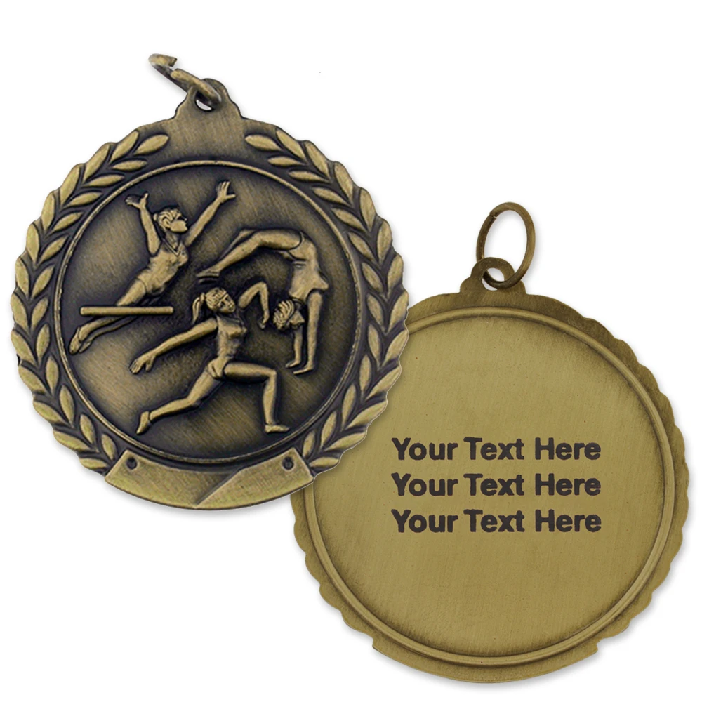 Engravable Medal - Gold Female Gymnastics