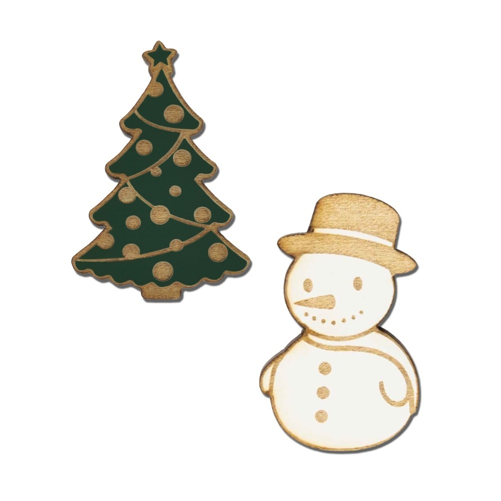 Wood Christmas Pins