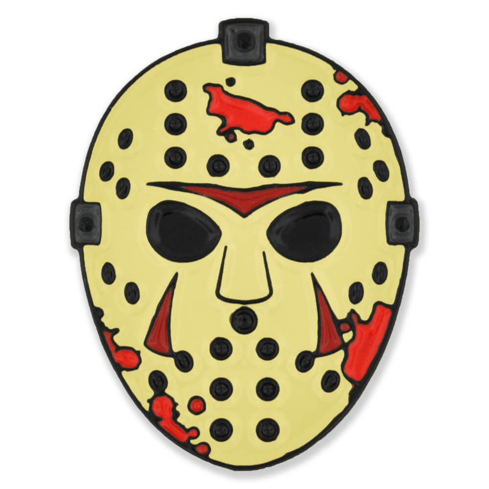 Glow In The Dark Horror Hockey Mask Enamel Lapel Pin - 1.25 Inch Collectible Metal Pin