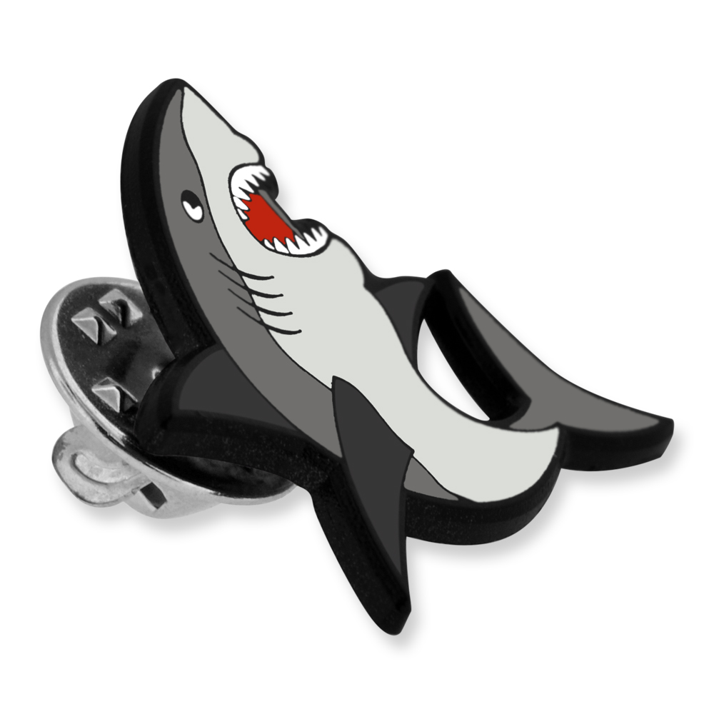 PinMart Pinmart's Shark Ocean Animal Enamel Lapel Pin, Size: 1 Piece