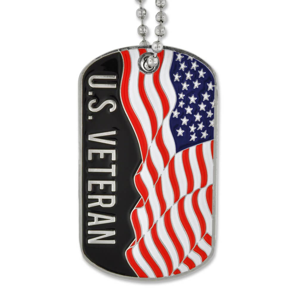 American Veteran Dog Tag Engravable PinMart