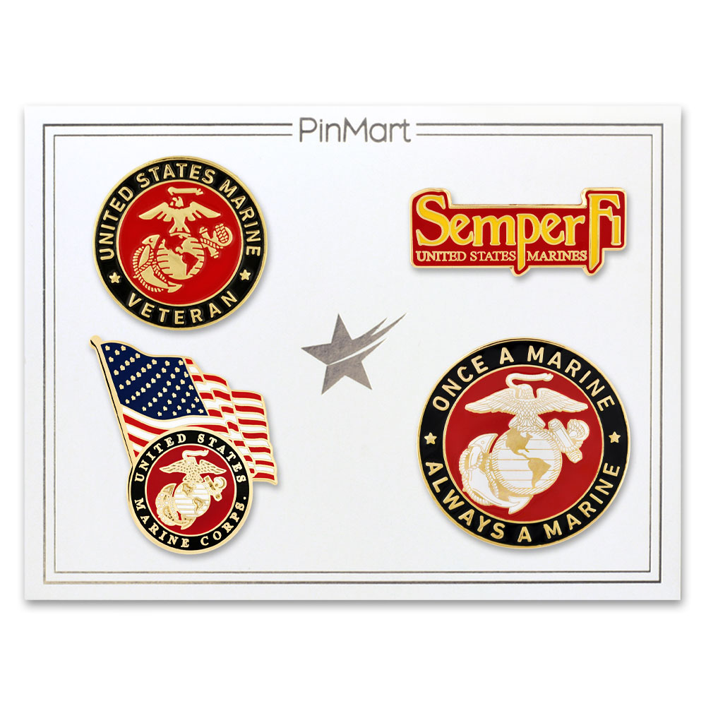 Officially Licensed U.S.M.C. Veteran 4-Pin Set