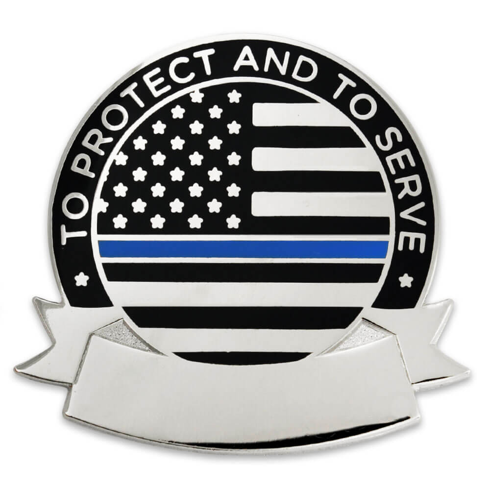 Blue Line Pin Engravable Thin Blue Line Pin | PinMart