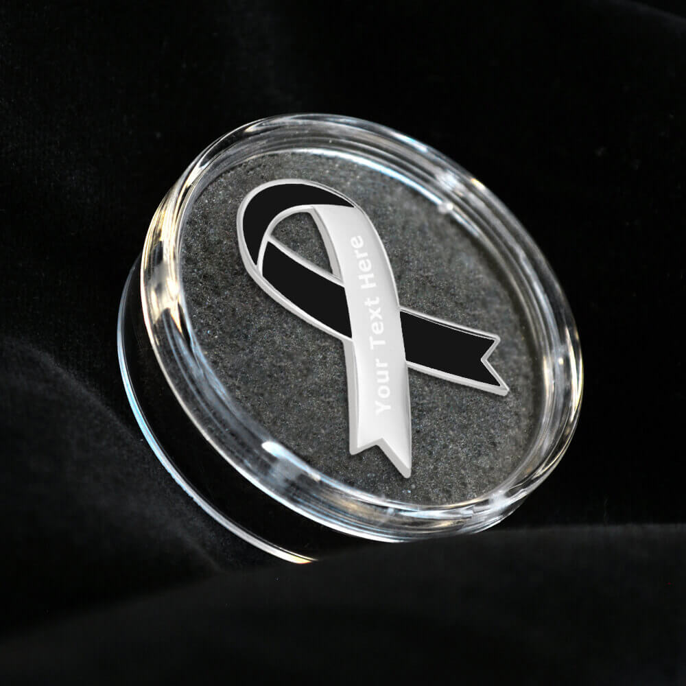 Awareness Ribbon-Black Engravable Pin | PinMart