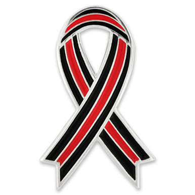 Thin Red Line Ribbon  Red-and-Black-Striped Ribbon