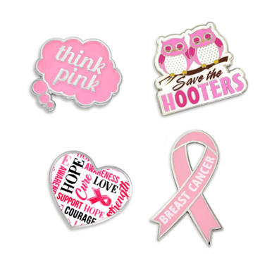 PinMart Pinmart's Think Pink Word Bubble Breast Cancer Awareness Enamel Lapel Pin