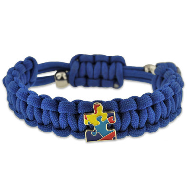 Snapklik.com : Medical Alert ID Autism Awareness Blue&Black Braided Leather  Stainless Steel Cuff Bracelet