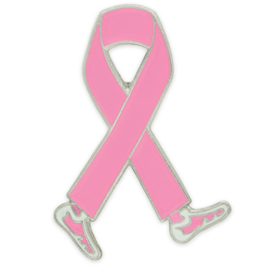 Walking Breast Cancer Ribbon Pin