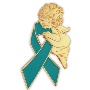 Light Blue Ribbon with Stone Pin | Light Blue | Diabetes Awareness Pins by PinMart