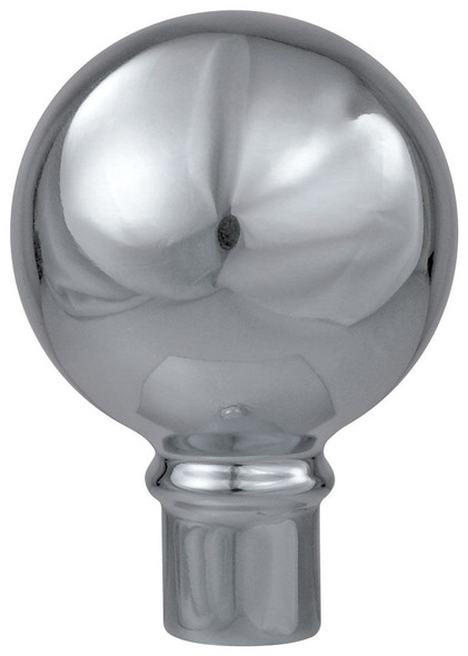 Parade Ball Flag Pole Ornament w/ Spindle - 4 1/4" - Silver Finish