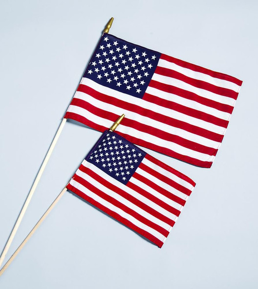 12" x 18" American Stick Flag w/ Spear - Cotton Hemmed U.S. Stick Flag