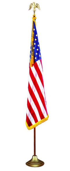 U.S. Fringed Flag with Oak Mounting Set - 3' X 5'