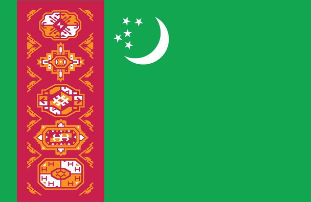 Turkmenistan World Flags - Nylon  - 2' x 3' to 5' x 8'