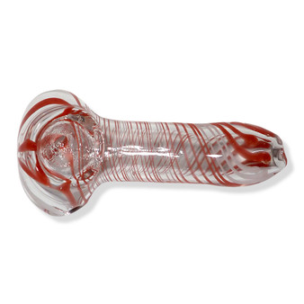 Clear Glass Hand Pipe w/ Colored Striped Inlay
