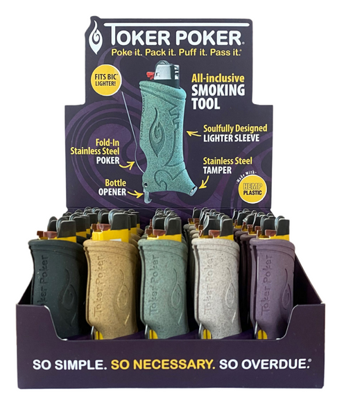 Toker Poker Hemp Plastic + Bottle Opener Lighter Multi-Tool (25x Pack)