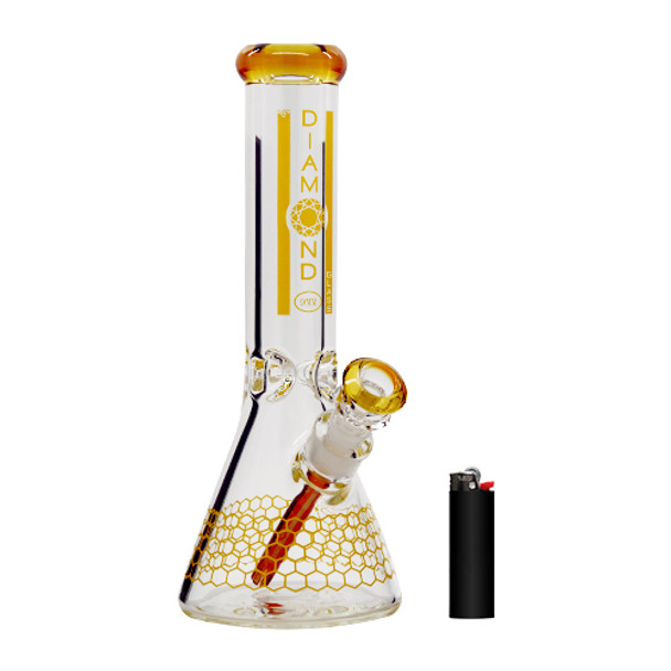 Diamond Glass 12" Dalmont Beaker Bong w/ Hive Accents (9mm Thick)