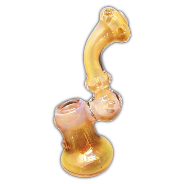 Yellow Handmade Glass Bubbler w/ Accents
