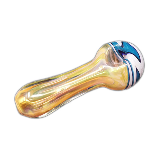 Fumed Handmade Glass Hand Pipe w/ Wig-Wag Accents