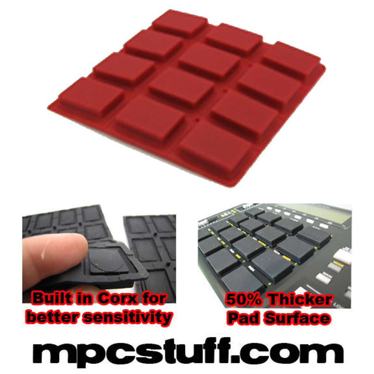 Akai MPC 500 / MPK Sensitive Thick Fat Pad Set ( Red )