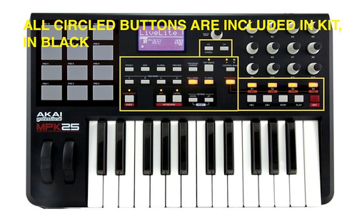 MPK 25 Black Button Replacement Set Kit ( fits Akai MPK 25 )