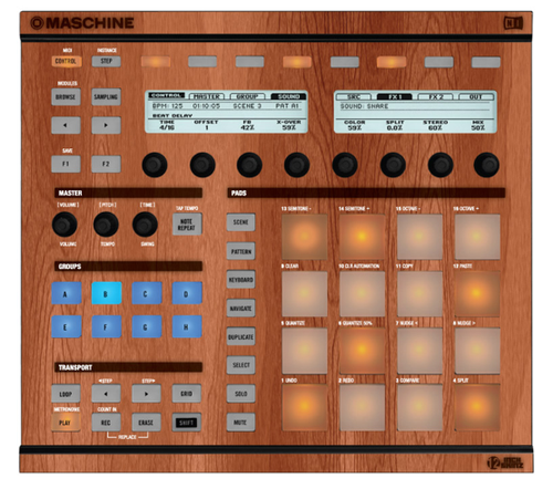 Native Instruments Maschine MK1 / MK2 Faceplate Skin - Wood Look 