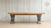 Quinn Extendable Dining Table, elegantly crafted with a contemporary metal base, extends from 250cm to 350cm