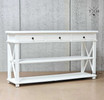 Detailed image focusing on the satin white finish of the Hampstead Console, showing the quality of the paintwork