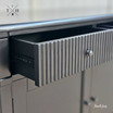Close up view of open drawer in the Louis Buffet with metal runners, showcasing its spaciousness and build quality